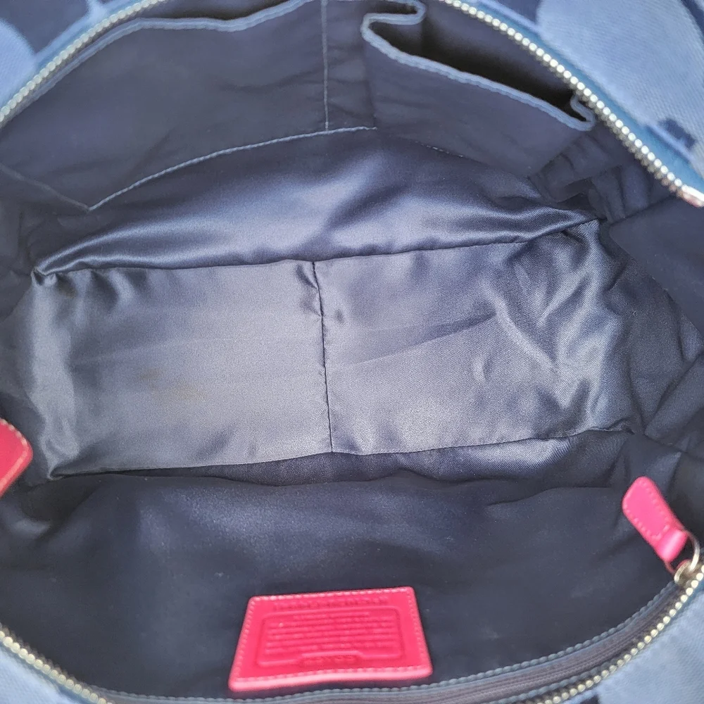 Coach Navy And Fuchia Laura Signature Monogram Jacquard Tote - Picture 13 of 16